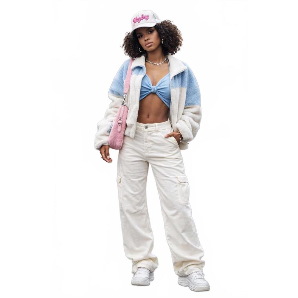 American Eagle Super High Rise Baggy Wide Leg Corduroy Cotton Y2K Cargo Pants